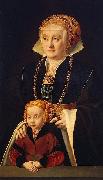 Barthel Bruyn Portrait of a Lady with her daughter painting